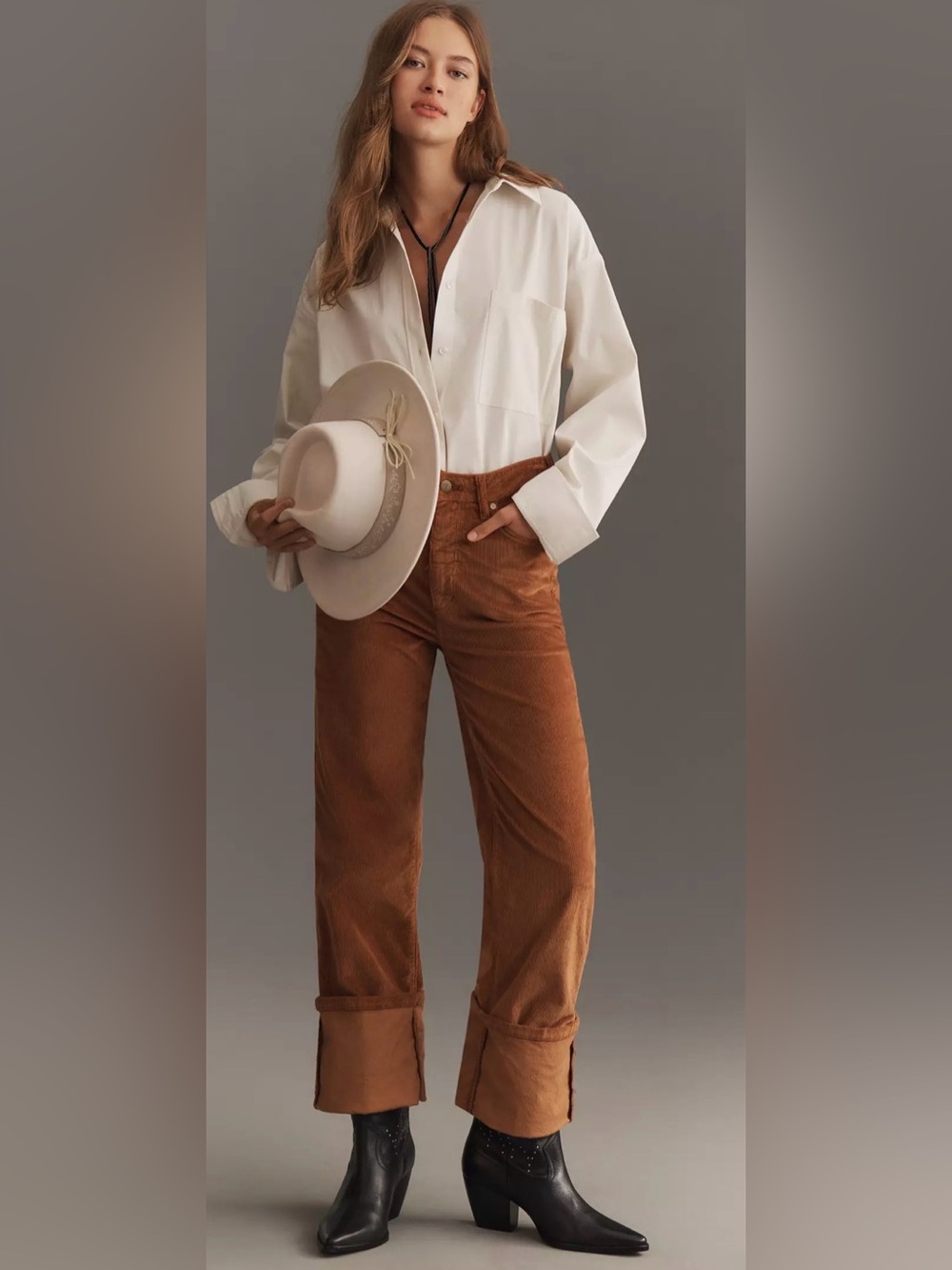 Anthropologie Scotty Cuffed High-Rise Straight-Leg Jeans by Pilcro: Corduroy Edi